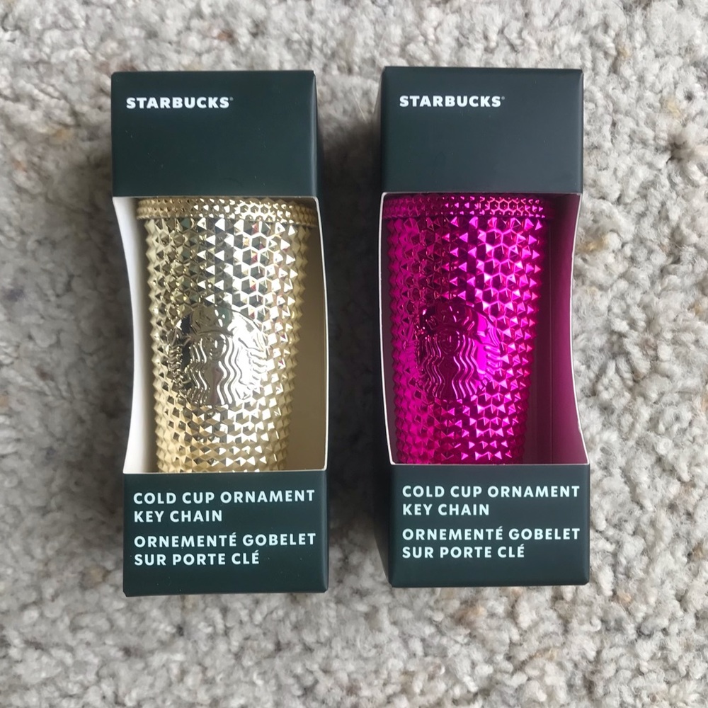 Brand New Starbucks Pink Gold Bling Key Chain Ornaments 2022